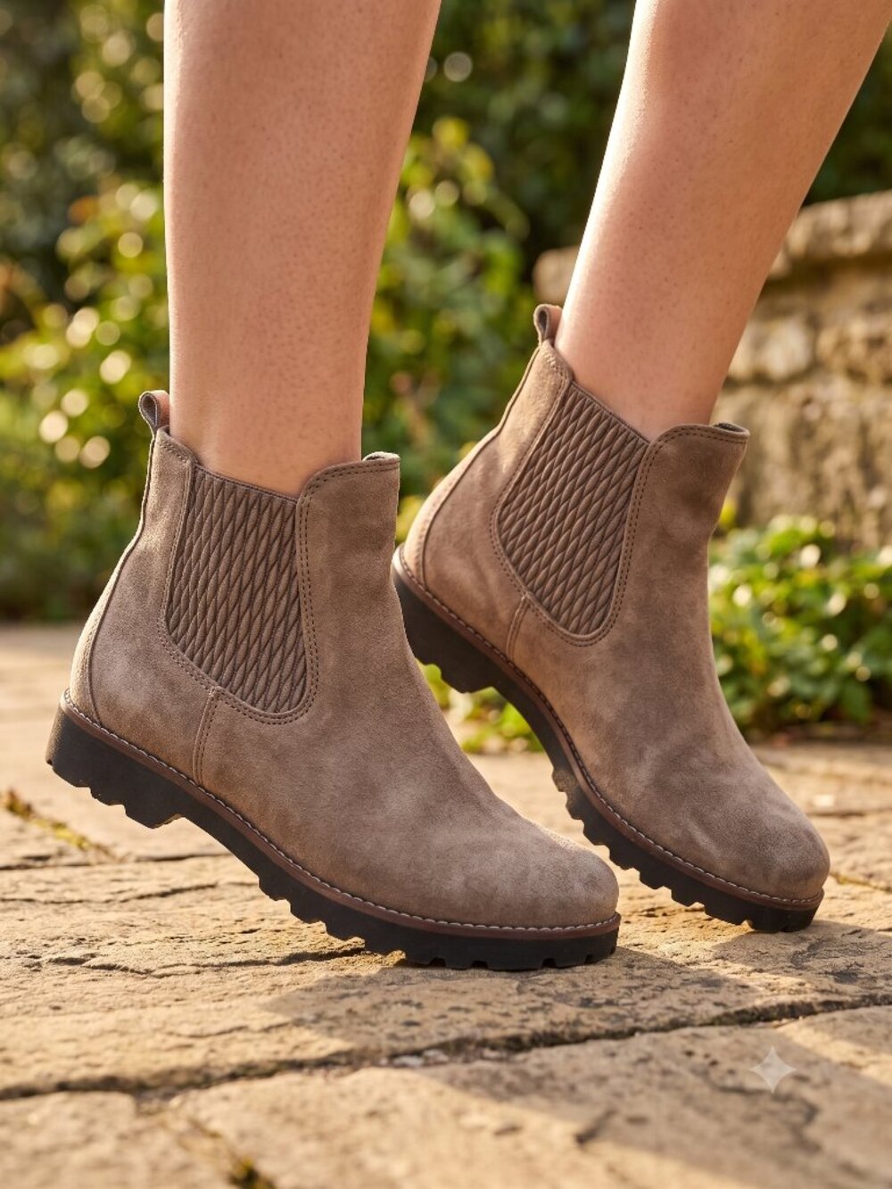 Earthies Madrid Taupe Suede Chelsea Ankle Boots